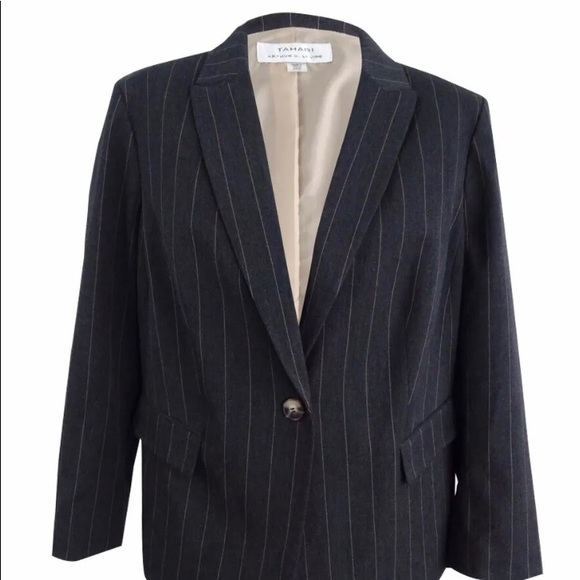 Tahari Womens Gray Cream Business Suit 2 Pieces - Picture 1 of 7